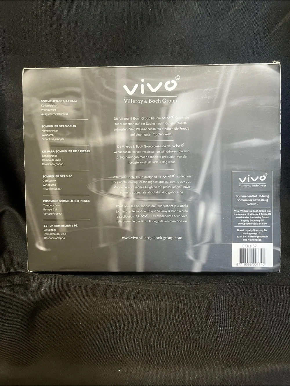 Vivo Silver Stainless Steel Wine Tool Set with Corkscrew & Stopper